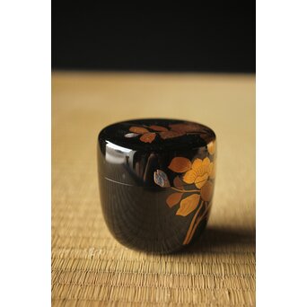 坂下雄峰 波蒔絵 大棗 茶器 茶道具 共布 共箱 坂下雄峰 波蒔絵 大棗
