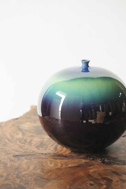 人間国宝 三代 徳田八十吉（正彦銘） 七宝柄 酒器揃い 共箱