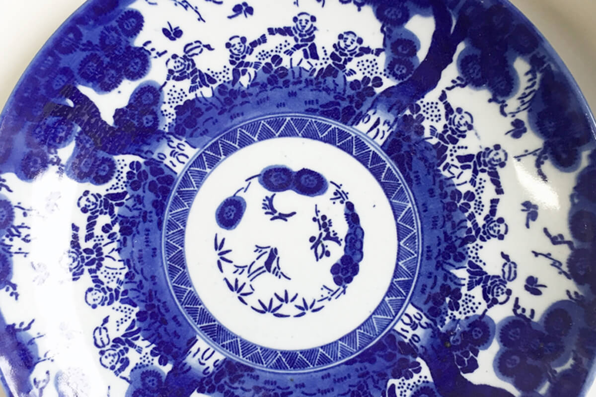 明治 骨董印判皿 22cm 九州地図柄 鉄道路線図 コレクション 稀少 明治