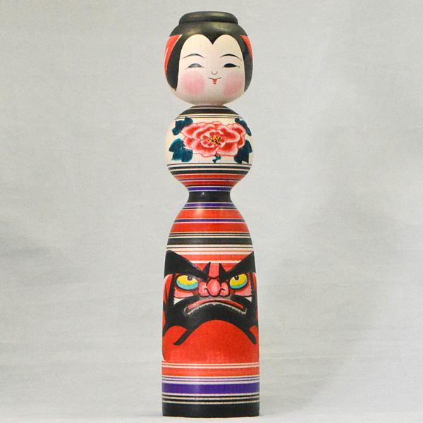 伝統こけし（だるま絵・ぼかし花）6寸