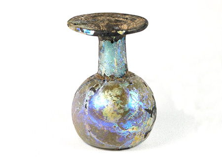 古代 ローマングラス 銀化ガラス 最大幅約4㎝ 東Y7-0402☆2F