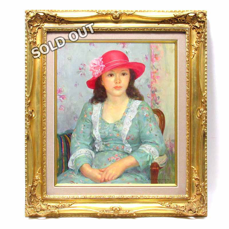 アンティーク ヴィンテージ 中山忠彦 人物画 絵画 レトロ 中山 忠彦