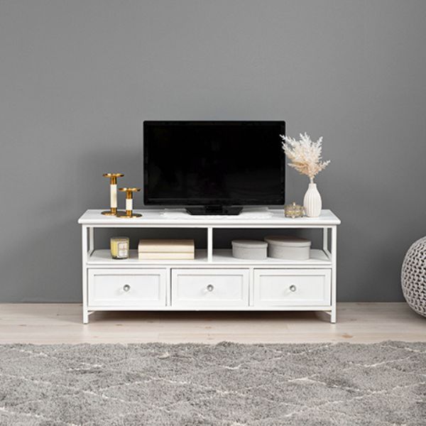 フェミニン調ホワイトテレビ台/テレビボード /クリスタル取っ手【幅100