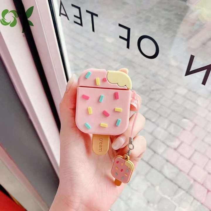 Airpods Case Soft Silicone Cover With Hook Clip For Airpods (Ice