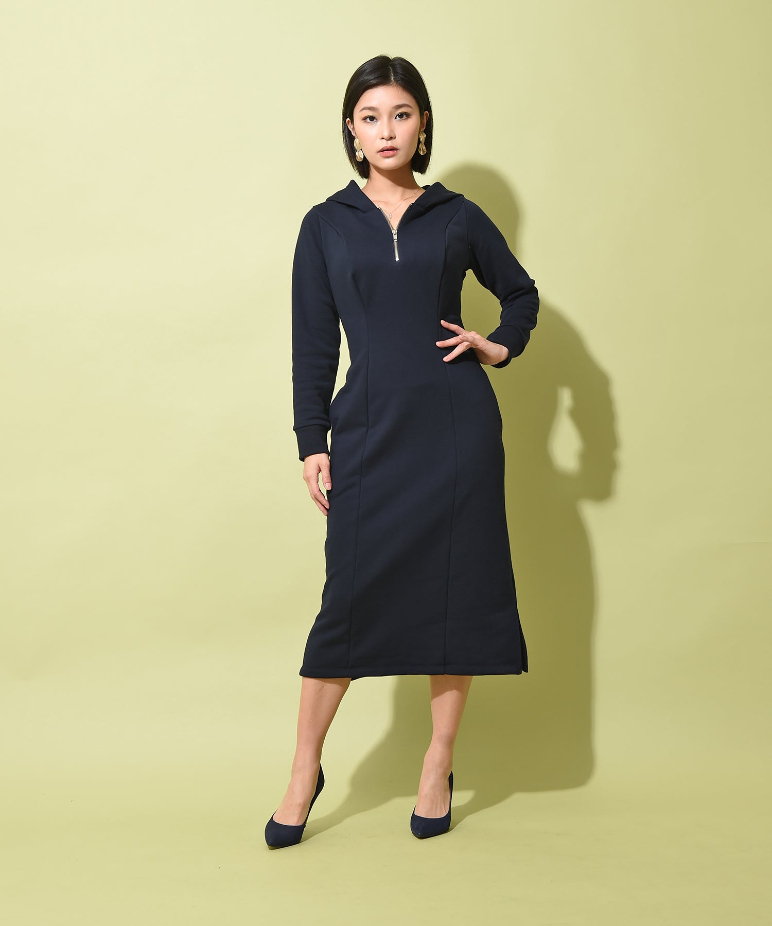 裏毛ジップパーカーワンピース – ワンピース・ドレス – HEART CLOSET