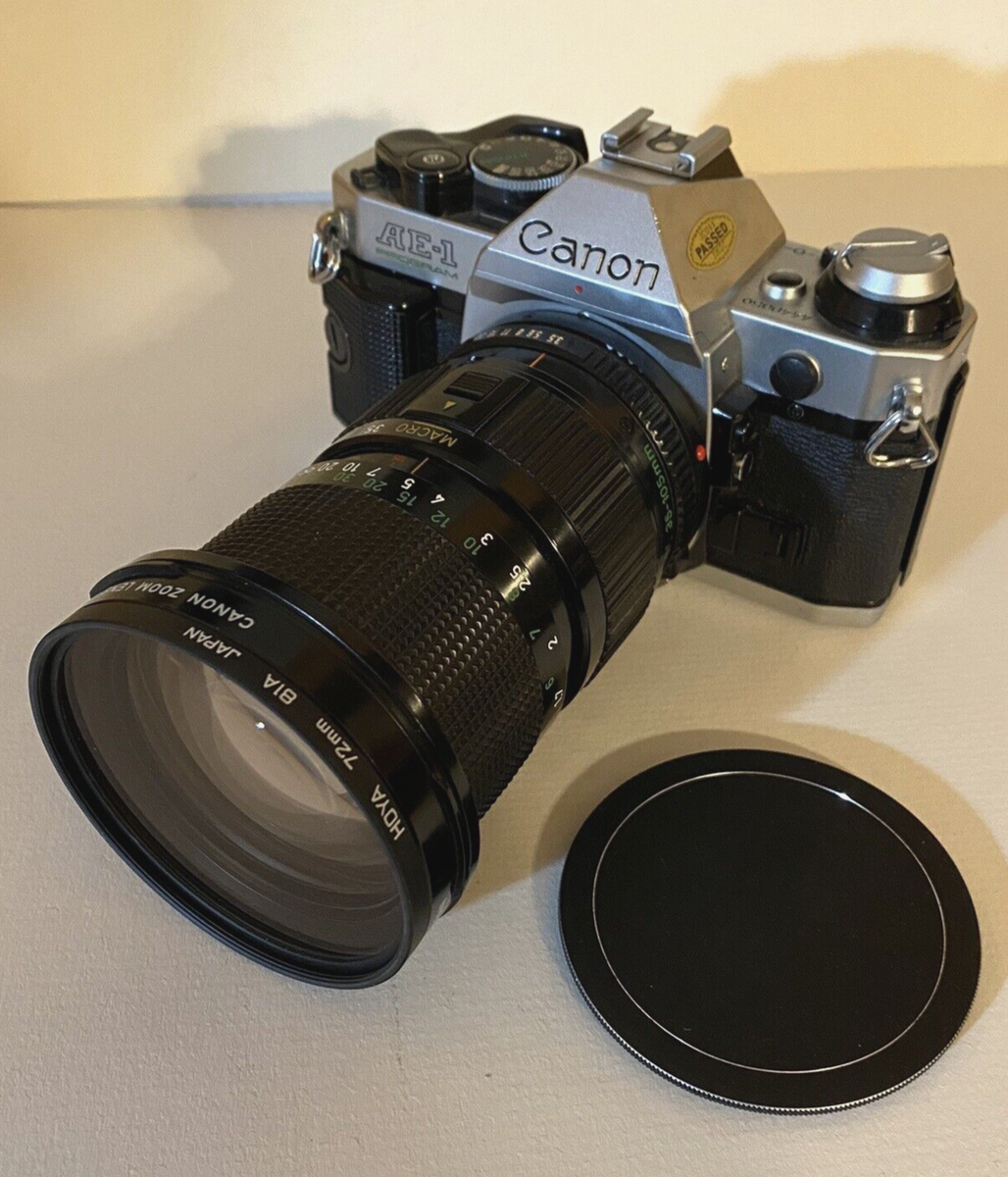 Canon AE-1 Program with Canon 35-105mm f3.5 FD Macro zoom lens AE1