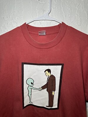 Vintage 90s Helmet Band Original Alien Handshake Rare T-shirt