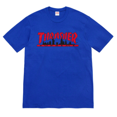 NWT Supreme x Thrasher Skyline Logo T-Shirt Royal Blue Men's M DS