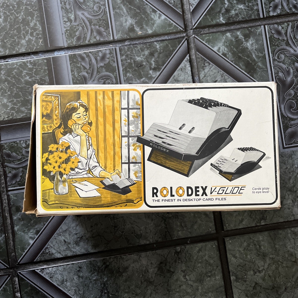 Vintage Rolodex V-Glide Card File New in Original Box - Beige