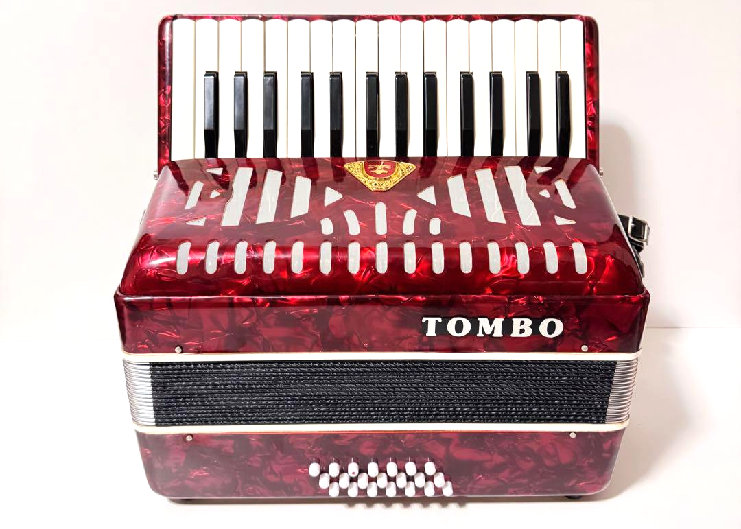 TOMBO No.211 Accordion 30 keys Musical Instrument Red Working Used
