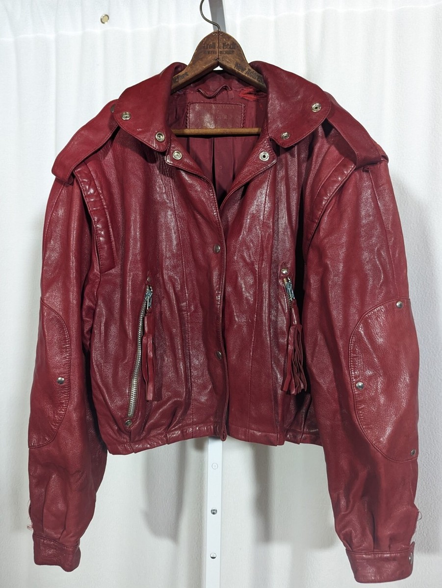 Claude Montana Pour Ideal Cuir Red Motorcycle Vintage Leather