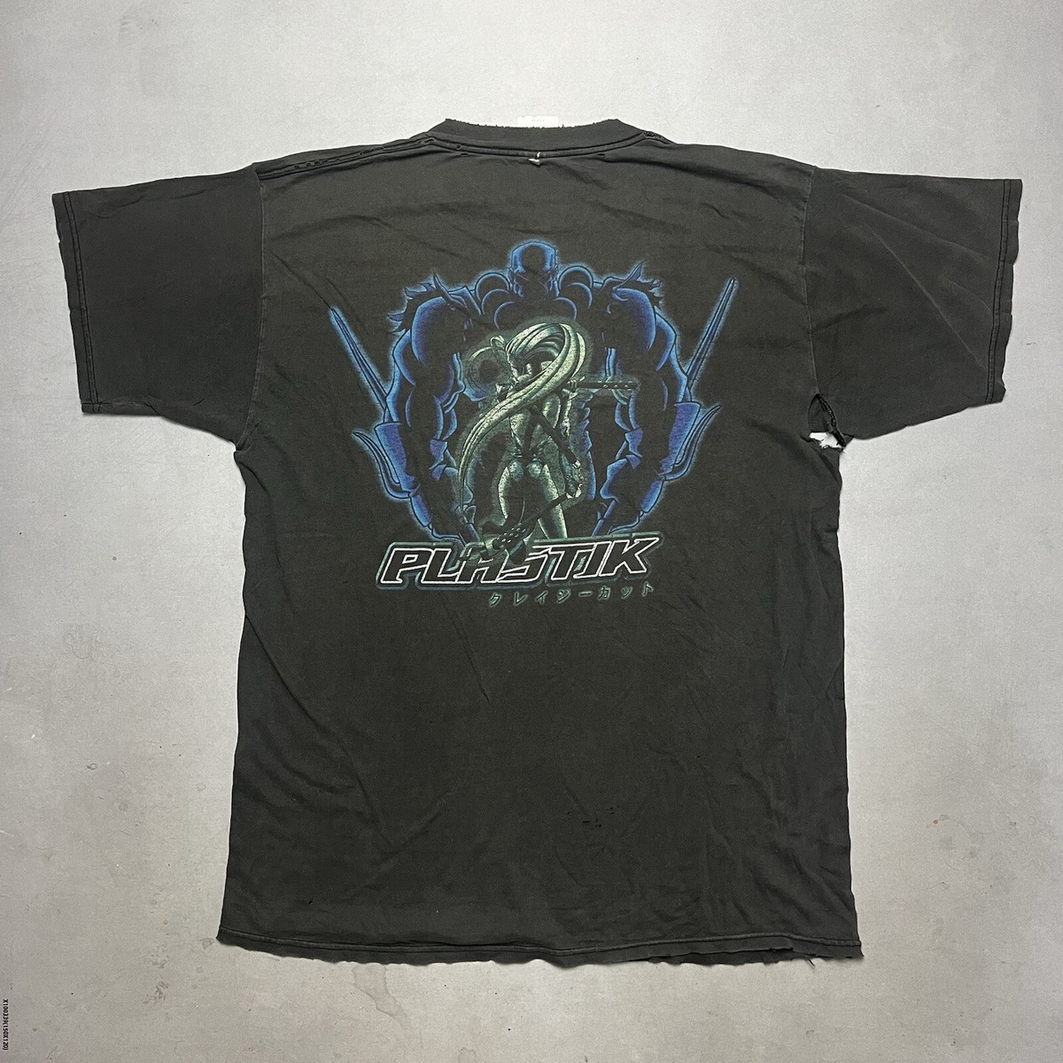Vintage 90s Plastik Skate Hook Ups Anime Rave T Shirt XL Thrashed