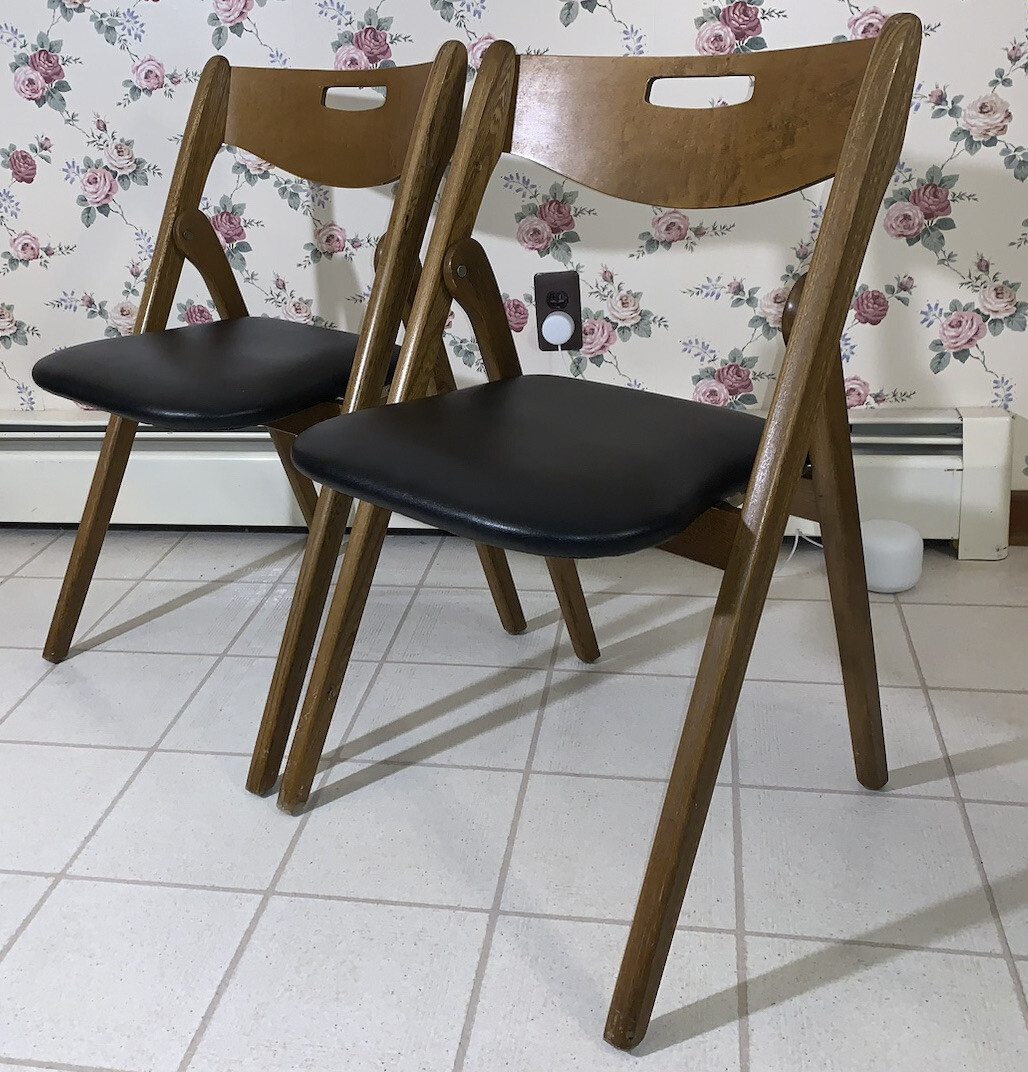 2 x MCM Coronet Wonderfold Folding Black Chair (Danish