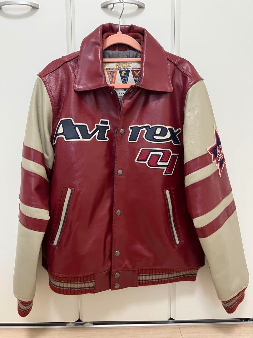AVIREX VALLAD VARSITY LEATHER JACKET S