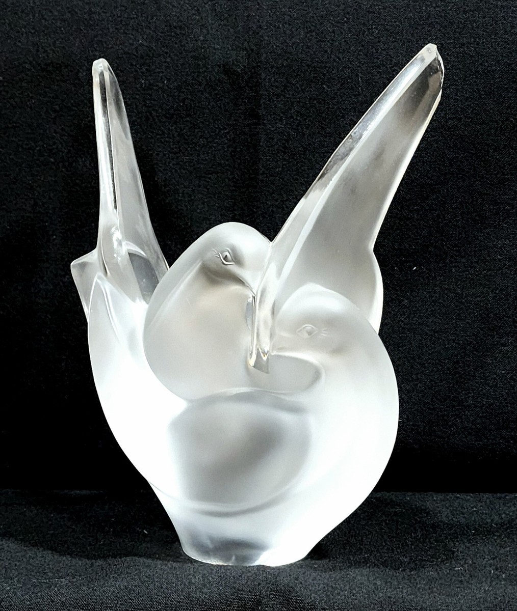 LALIQUE France Crystal Entwined Sylvie Dove Love Birds Art Glass