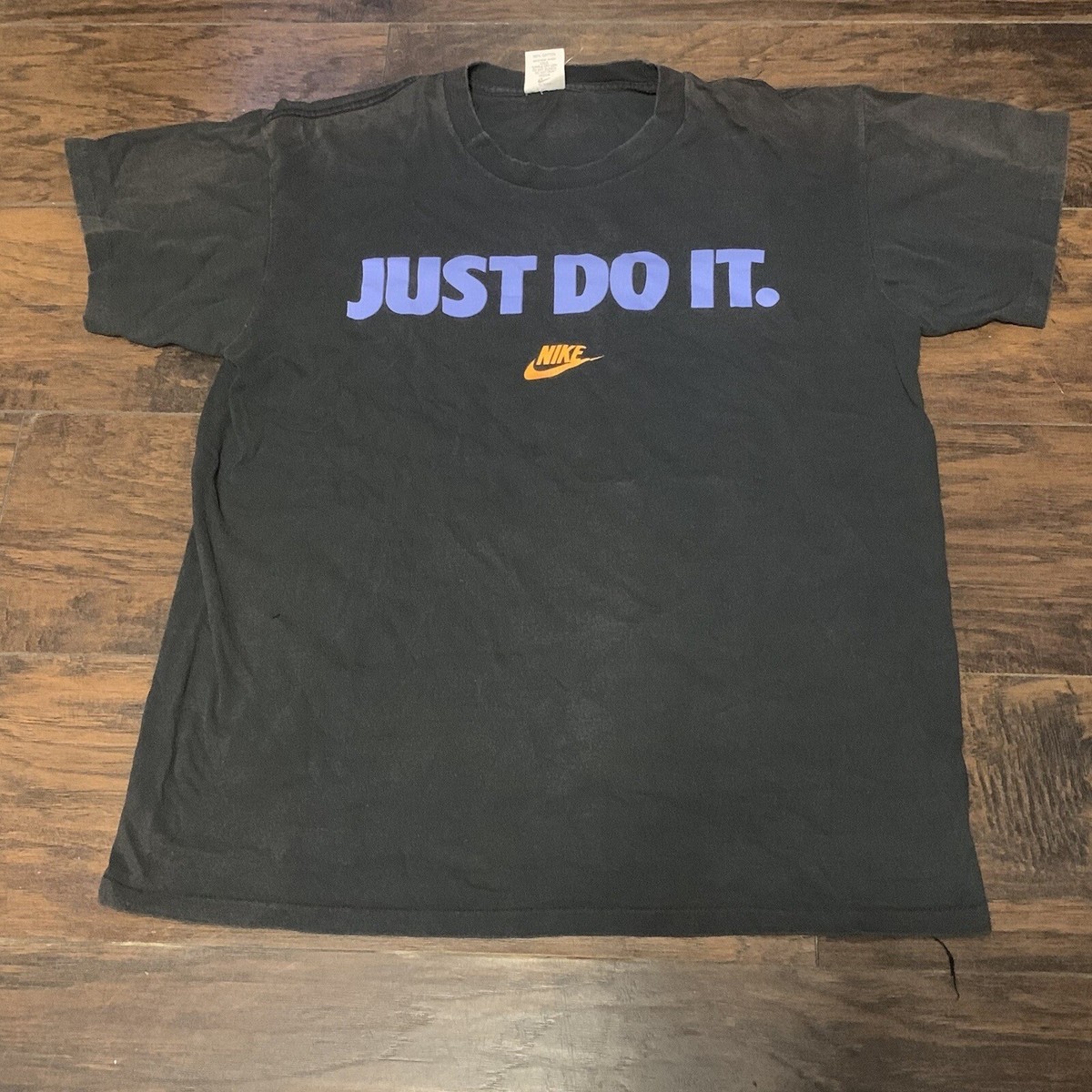 Vintage 1990's Nike Just Do It Black Slogan Gray Tag Graphic Tee