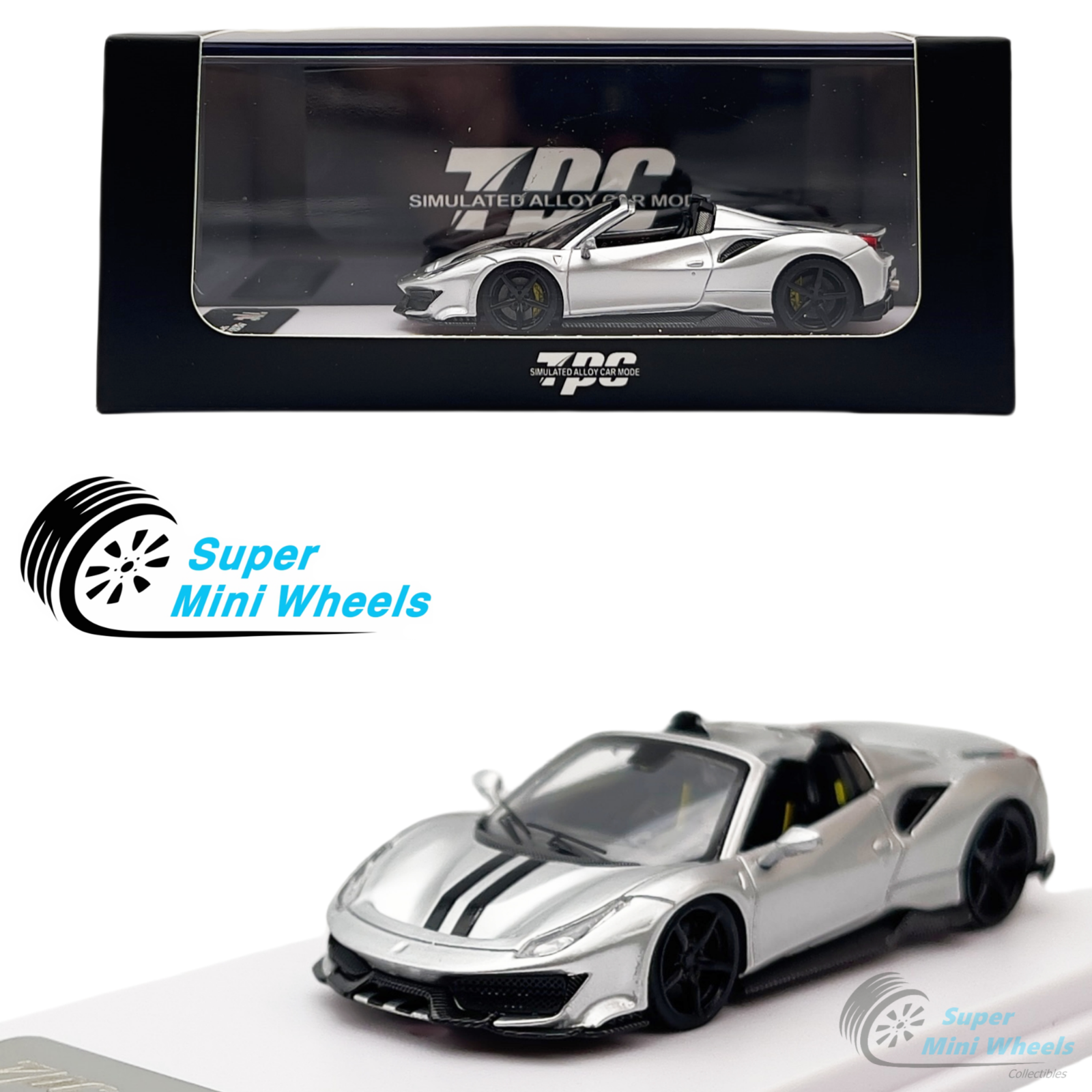 フェラーリ pista 488 メタリックシルバー ミニカー TPC 1:64 488
