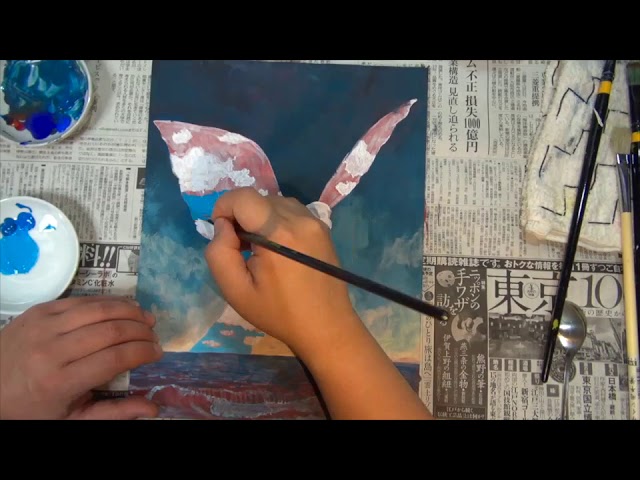 マグリット 肉筆手描きの油絵模写画 大家族 マグリット 肉筆手描きの