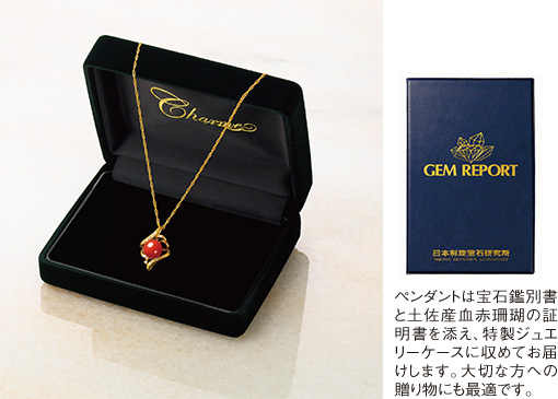 真紅のラグジュアリー 土佐産 血赤珊瑚とダイヤモンドの純金.9999宝飾