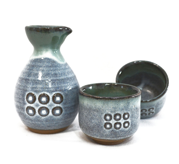 松代焼 六文銭丸燗徳利 ぐい呑2個セット 化粧箱入 | おみやげ処 北村