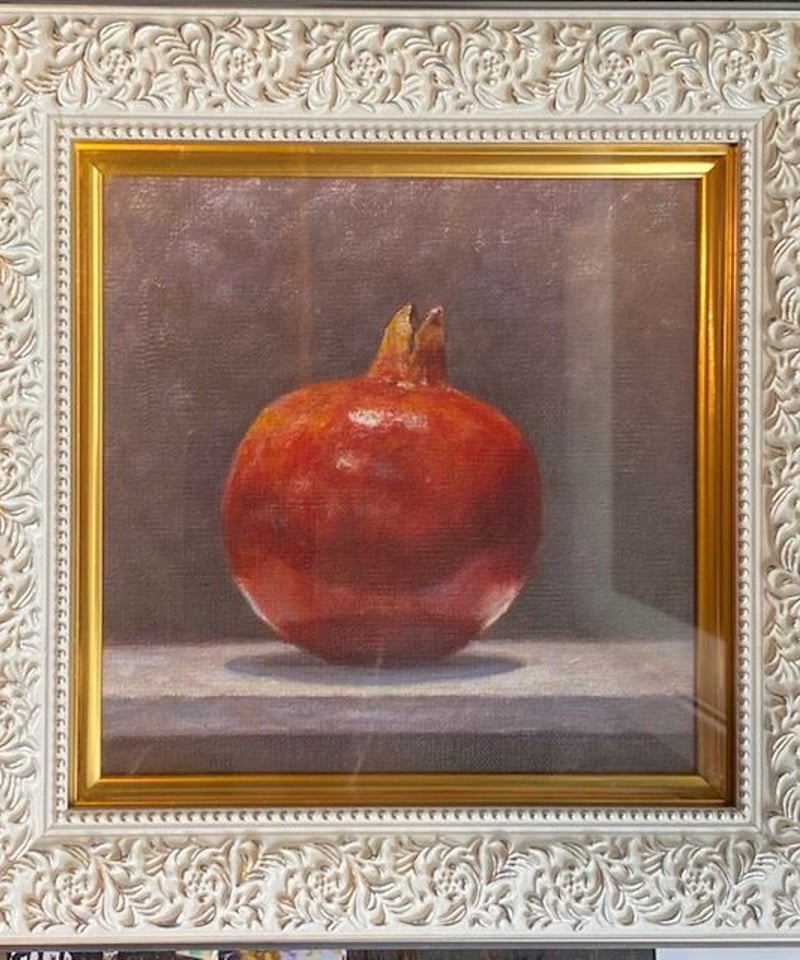 絵画 インテリア 絵 額付(黒) 油絵 uF6-051721 静物 果物 絵画