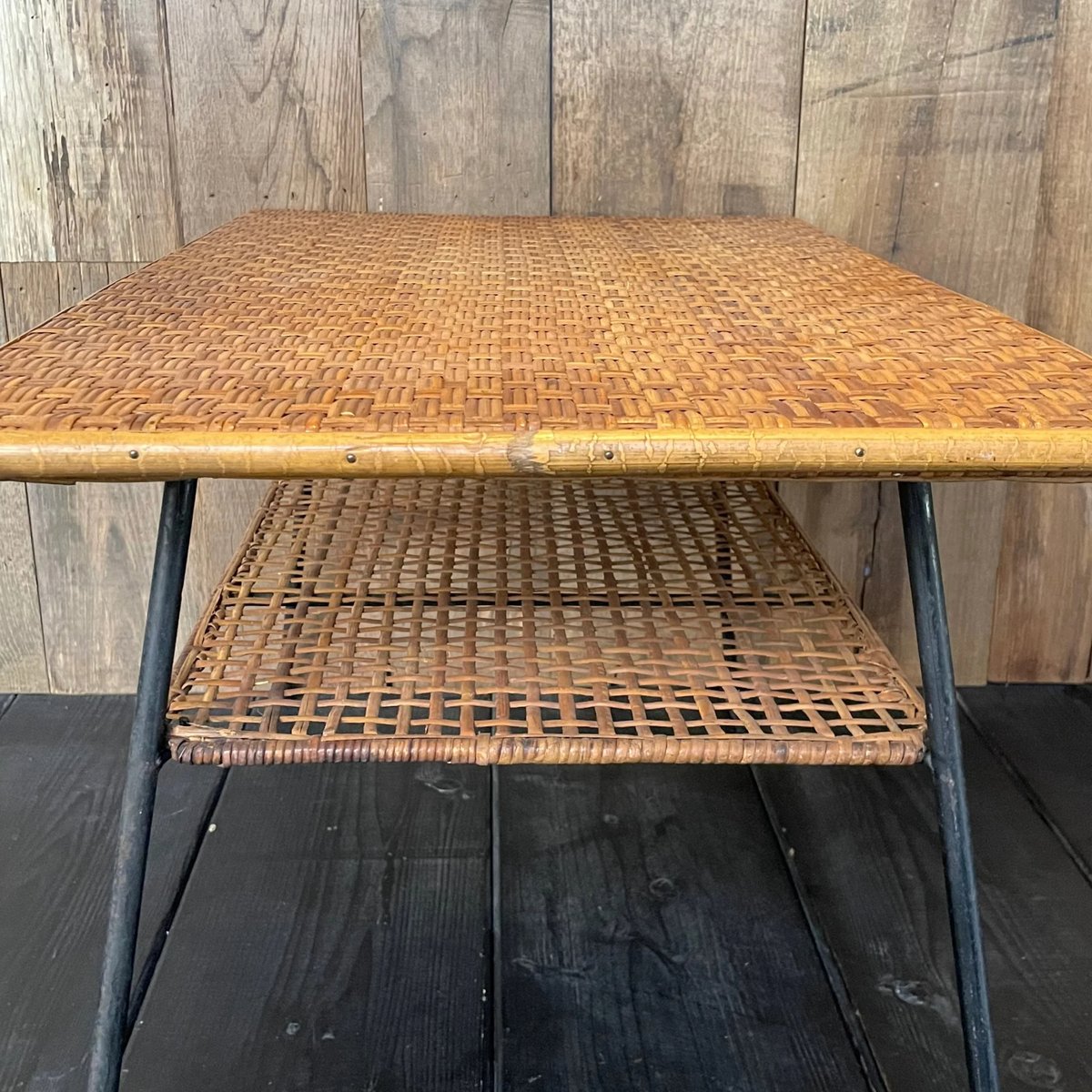 高級ラタン製 アンティーク座卓 ビンテージ 節約 高級ラタン製