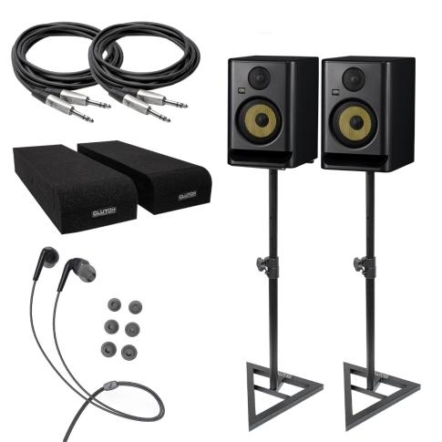 2) KRK RP5G5 Monitors with Headphones & Stands | IDJNOW