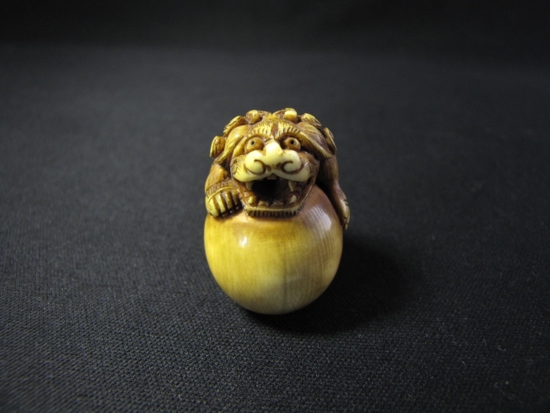 玉桂 在銘 饅頭 根付 「唐子と福笹」商売繁盛祈願 江戸時代 根付