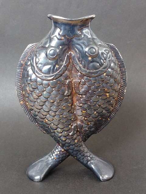 2 花瓶 Christofle クリストフル 2匹 魚 花瓶花器 置物 銀製品 【公式