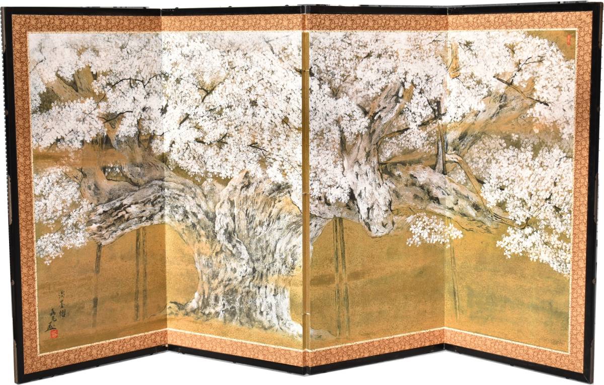 伊藤嘉晃 「淡墨桜」リトグラフ 194/250 共シール 額装 J 伊藤嘉晃 「淡墨