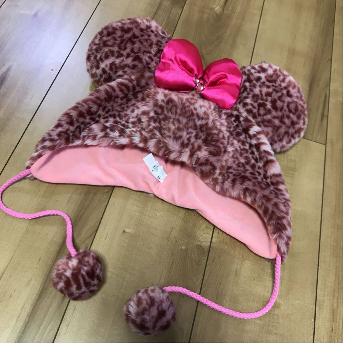 ヒョウ柄 ミニー ファンキャップ ディズニー ピンク 中古】東京