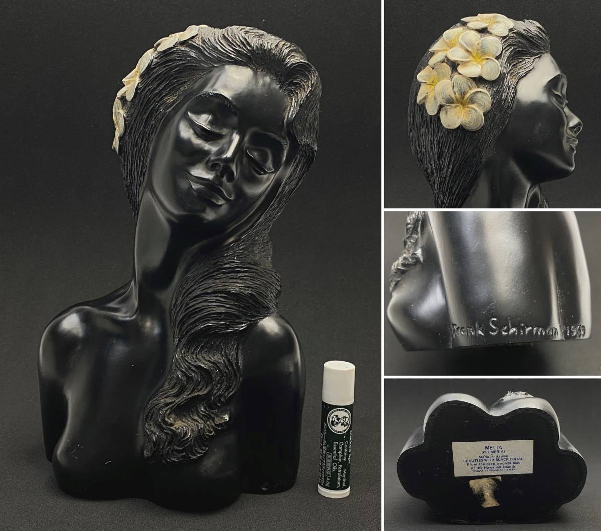 70's ビンテージ フランクシャーマン 黒珊瑚 胸像 ハワイミッド