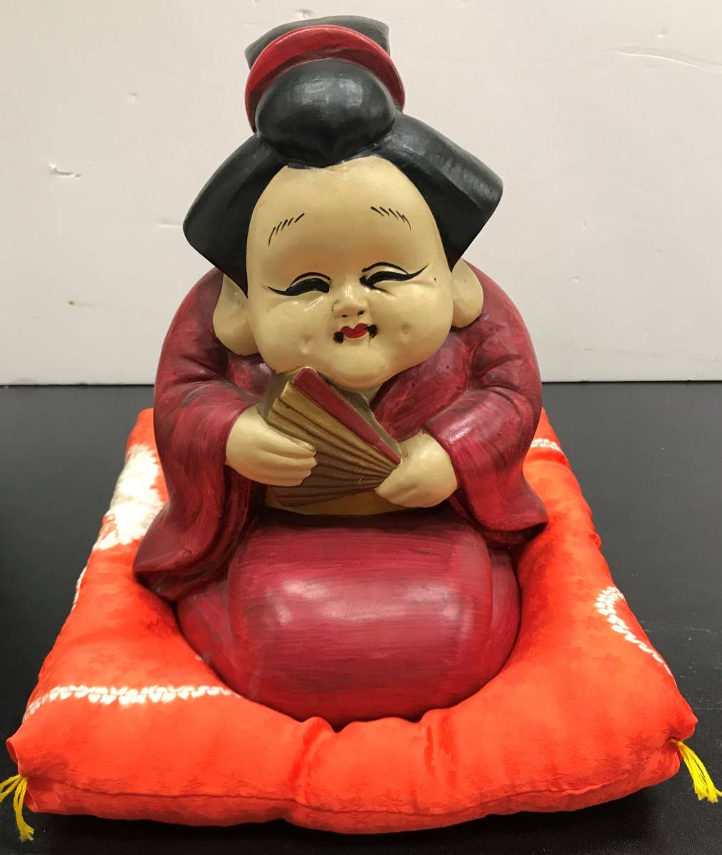 2498 骨董 裏春画 置物 彫刻 おたふく おかめ 裏絵 縁起物 お多福 お面