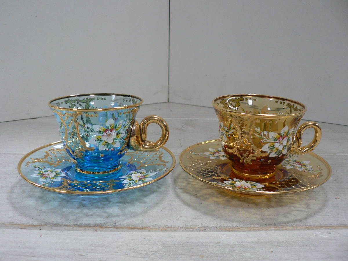 ベニチアンガラスカップ&ソーサー