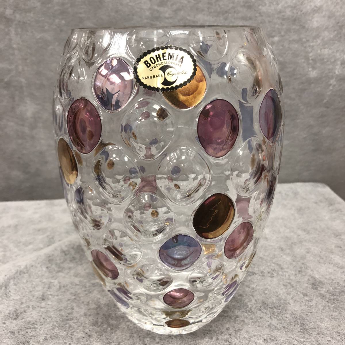 ボヘミアグラス カリグラス チェコスロバキア 三越 花瓶 ガラス工芸