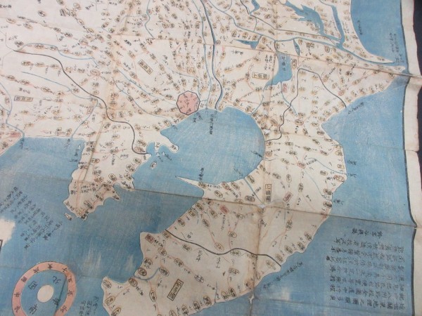 江戸期古地図【関八州路程全図】1舗 安政3年 鈴亭谷峨著 木版彩色 □検