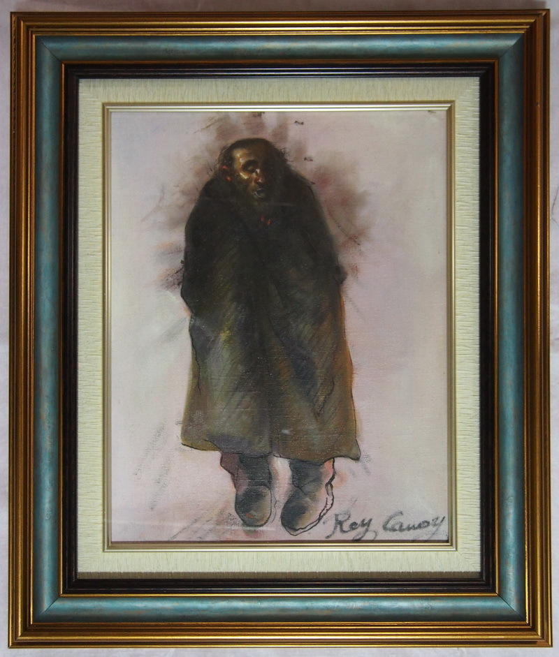 模写】手描き 鴨居玲 F6号 油絵 油彩 絵画 おばあさん 鴨居羊子鑑定