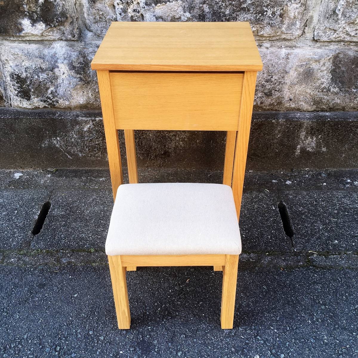 MUJI 無印良品 ドレッサー スツール 鏡台 オーク材 コンパクト