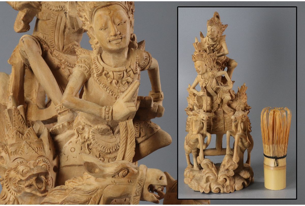 宫沢】新作 大號三開盒 木彫仏像 阿弥陀如来 観音菩薩 仏教工芸