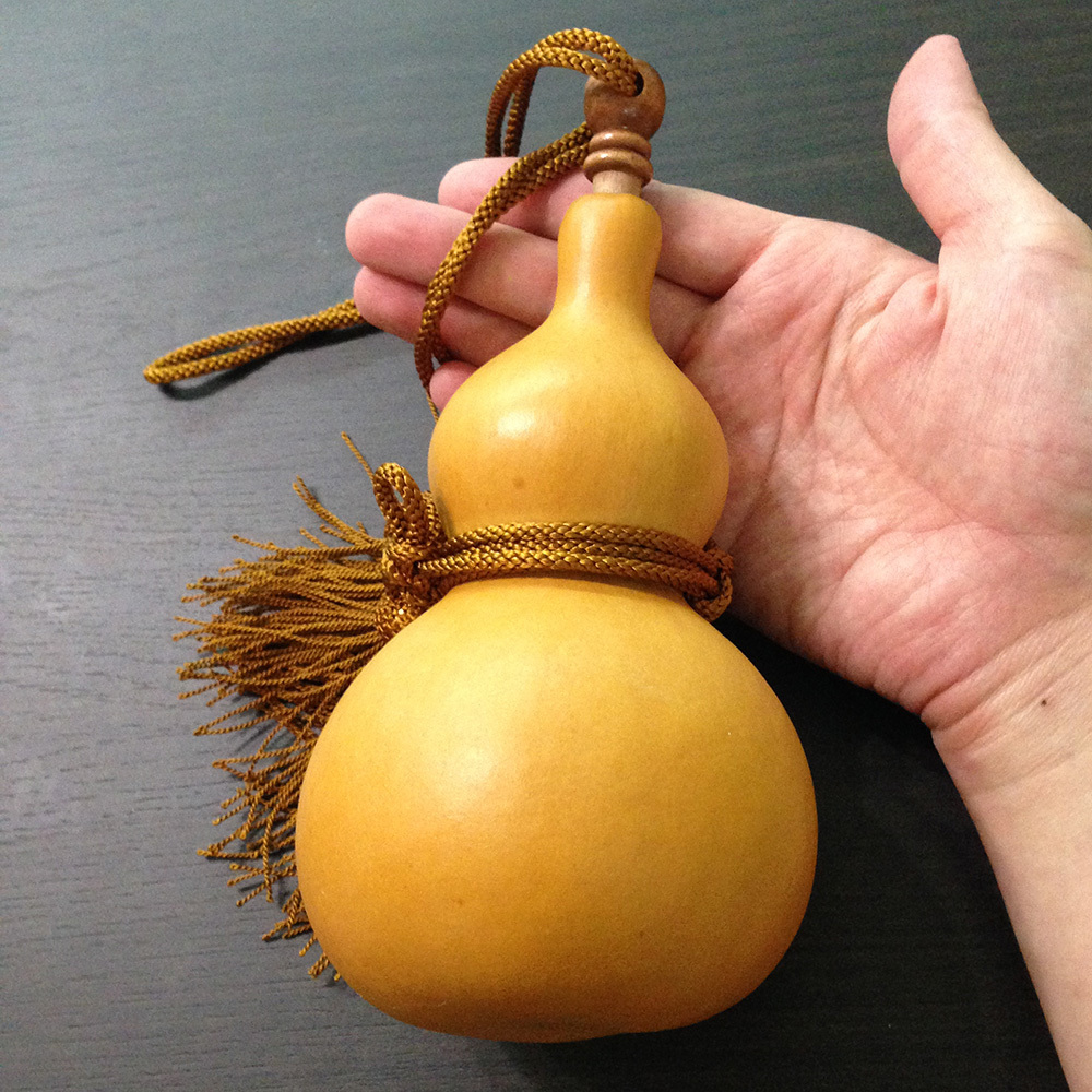 縞黒檀 特大ひょうたん 置物 床飾り 床の間飾り