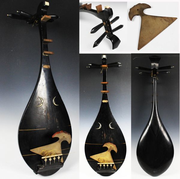 ②レア 筑前琵琶 四弦五柱 マンモス装飾 和楽器 弦楽器 和楽器 筑前