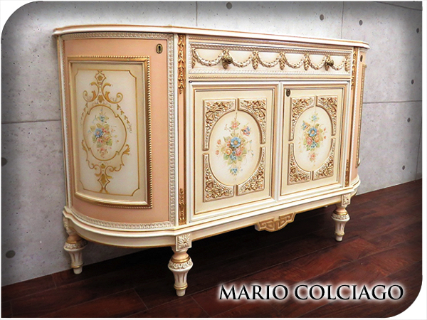 アンティーク イタリア家具 ロココ調 キャビネット 手彫り マリオ