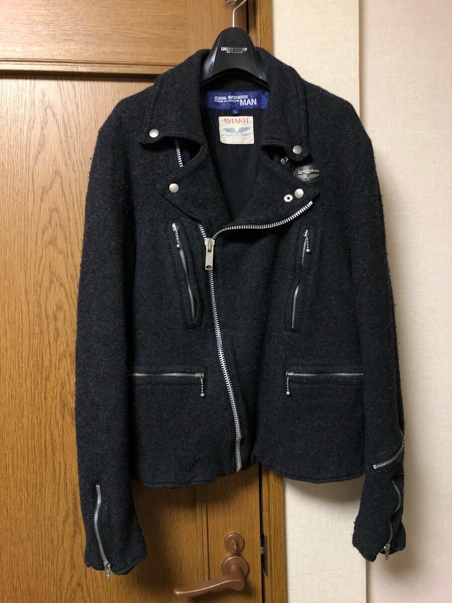 ジュンヤワタナベ コムデギャルソン ルイスレザー 縮絨 ニット