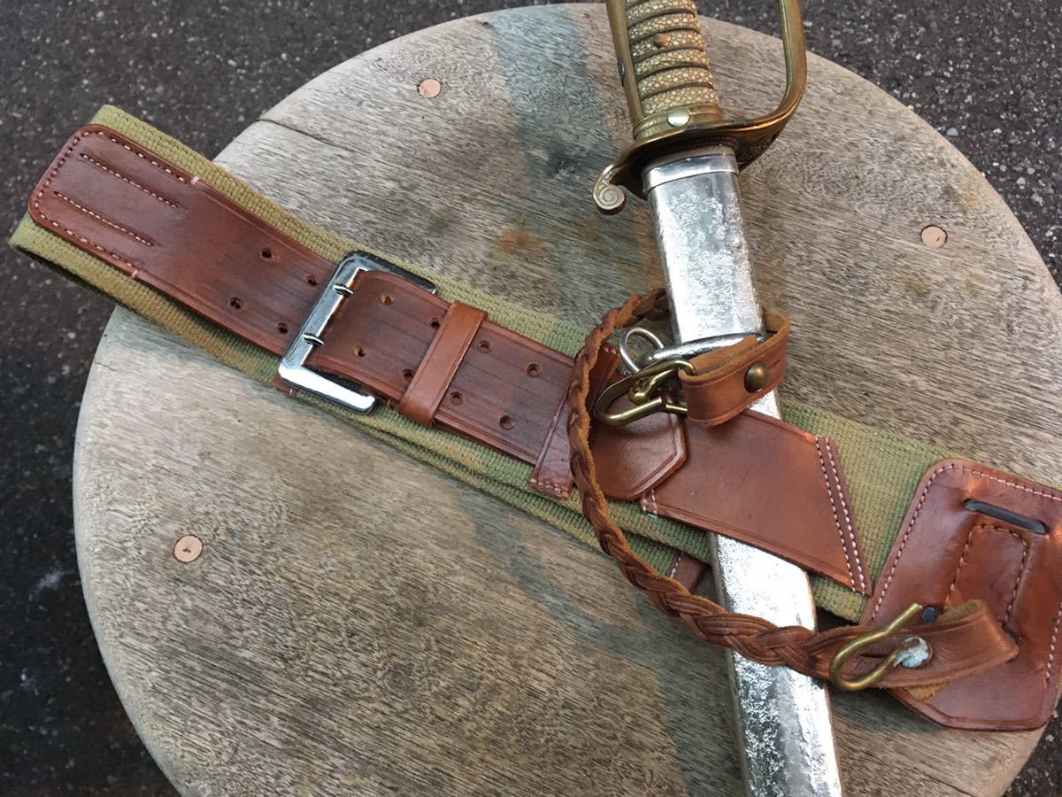当時物実物旧日本軍海軍下士官用剣帯革ベルト ◇旧日本