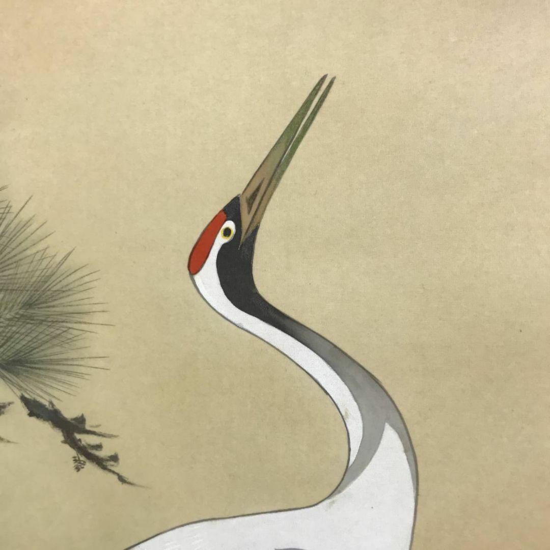 真作/慧雲/松鶴潮/鶴/潮/松/中国/布袋屋掛軸HK-83