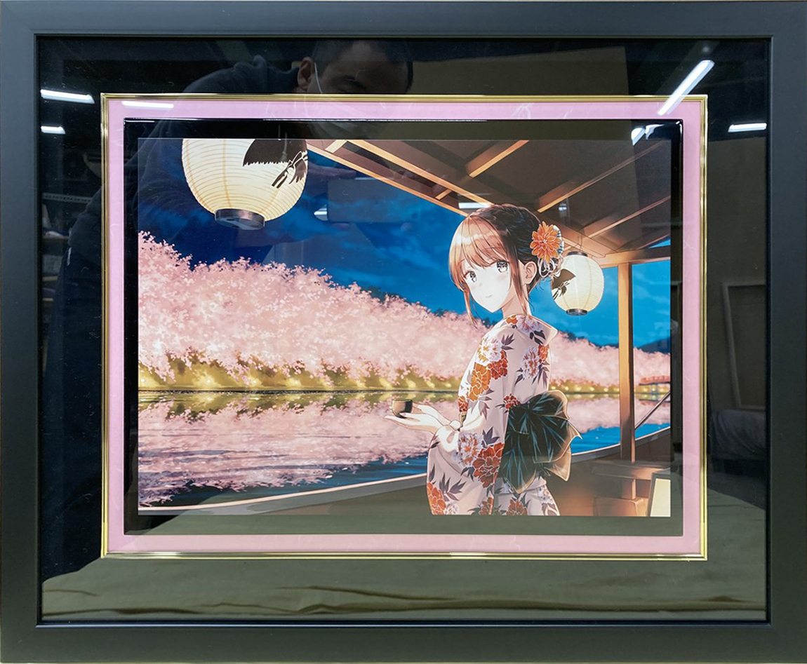 Hiten 版画 アールビバン アールジュネス ミクスドメディア 桜色舟遊