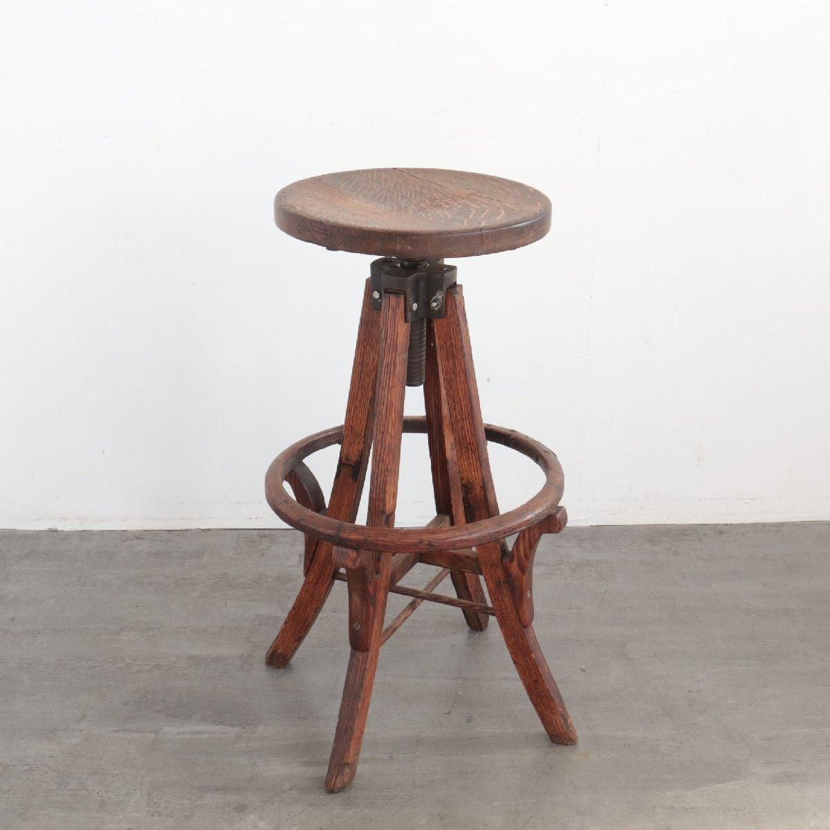アメリカ ヴィンテージ バーチェア スツール 木製 回転 椅子 ブラウン