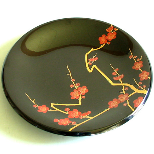 朱塗蒔絵花模様木皿10枚 [B25358] 朱塗蒔絵花模様木皿10枚 [B25358