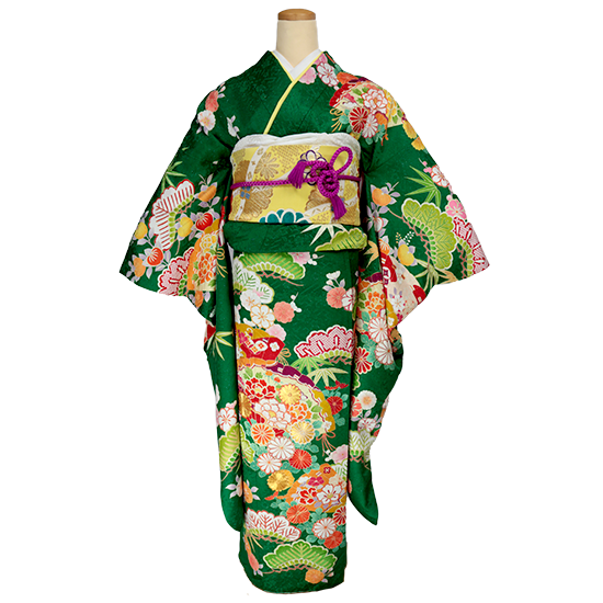 No.10 成人式 卒業式 振袖 深緑 人気 花柄刺繍 花柄 緑色 花柄 No.10