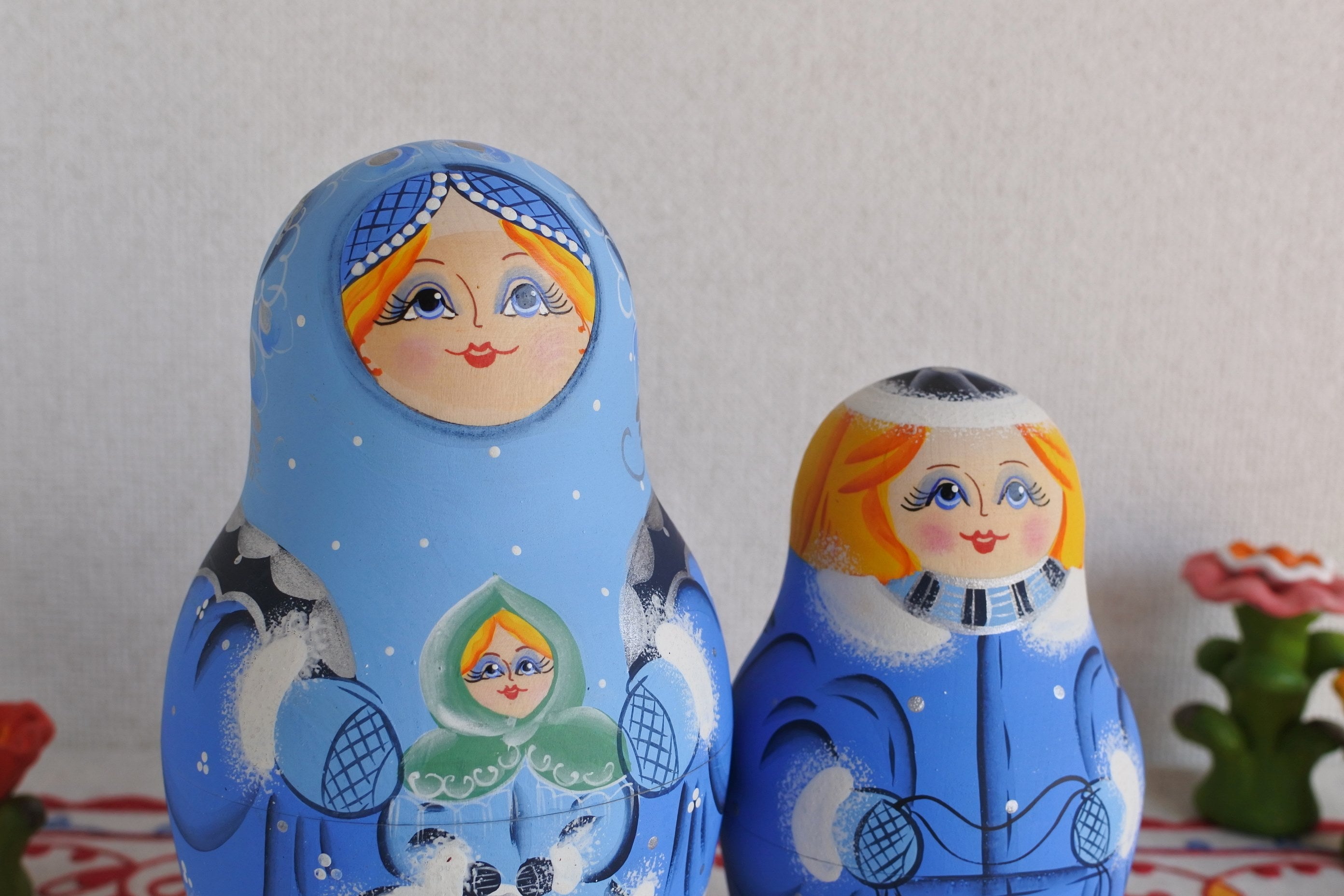 マトリョーシカ 雪ん子 5ピース キーロフ ブルー ロシア雑貨いりえの
